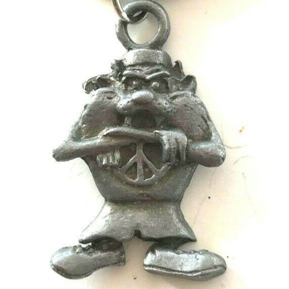 Vintage Taz Tasmanian Devil Peace Keychai Keyring Looney Toons Warner Brothers - Picture 3 of 9